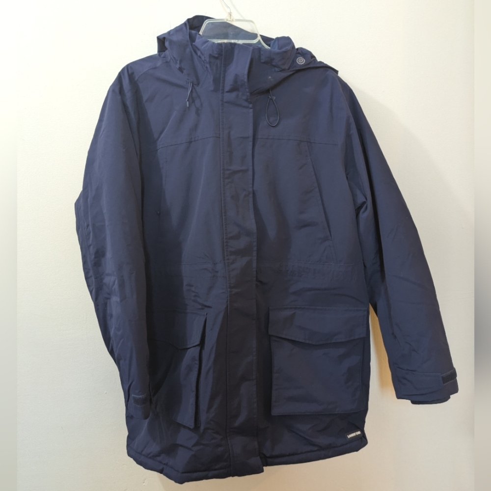 Lands End Navy Blue Squall Waterproof Insulated Parka Women's Large 14/16